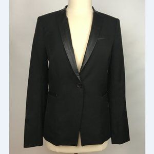 Walter Baker Womens Black Leather Trim Blazer Sz M